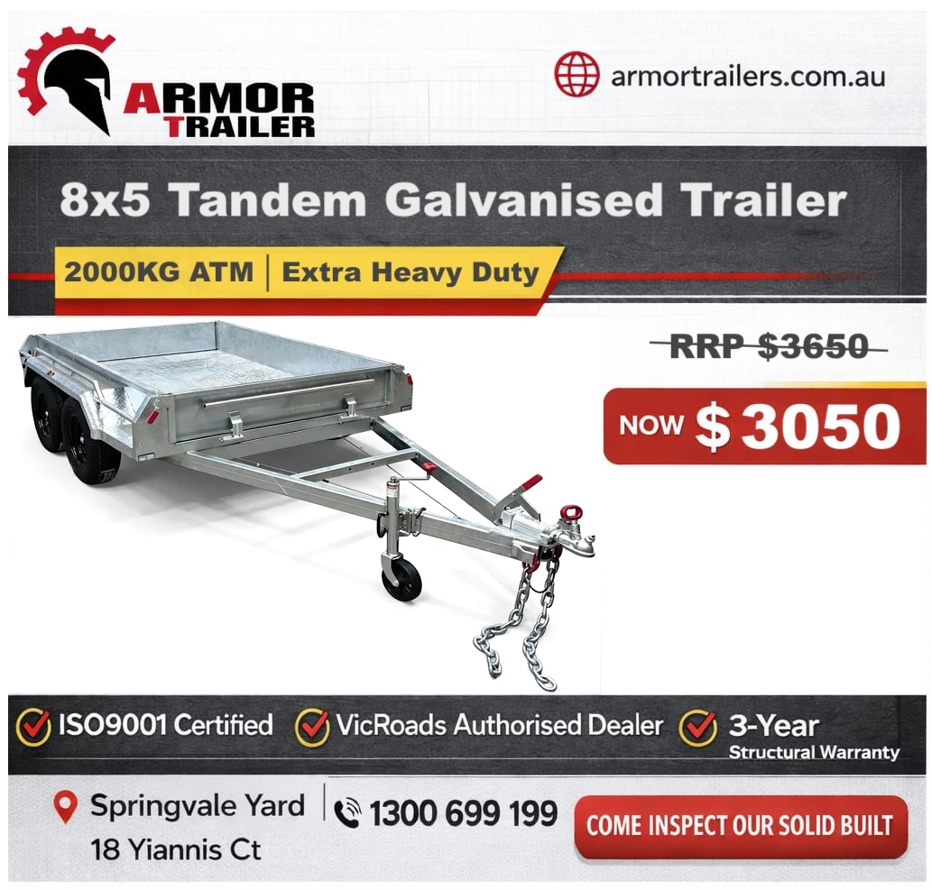 8x5 Galvanised Trailer Tandem With Brake ATM 2000KG ( Model : TD85 ). RRP $3650